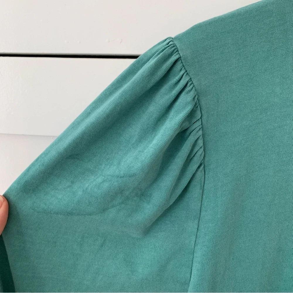 Old Navy Teal Vintage Easy Puff Sleeve Top Size XL